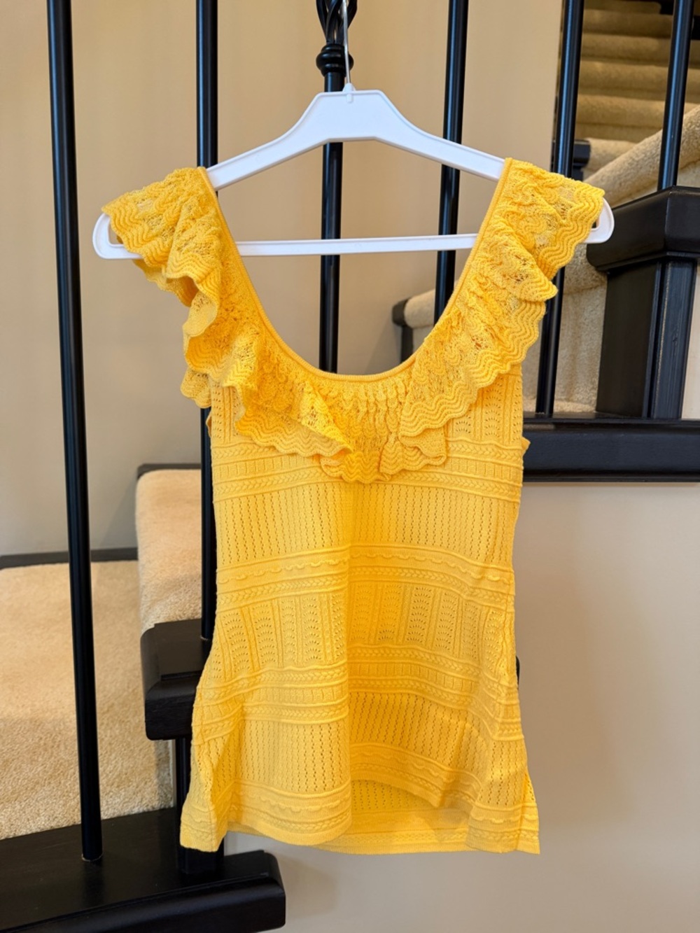 Yellow Ruffle Knit Tank Top